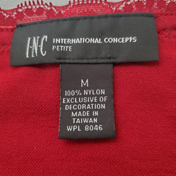 INC Womens Red Floral Lace Trim Side Tie Blouse Size M V Neck Whimsigoth Y2K - Picture 4 of 8